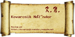 Kovarcsik Nándor névjegykártya